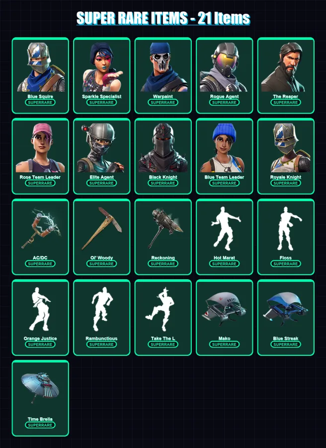 [PS4/PS5/PC] | Blue Squire | Sparkle Specialist | Warpaint | Rogue Agent | The Reaper | 126 skin | 123 pickaxe | 124 emote | 122 glider | Lv1656