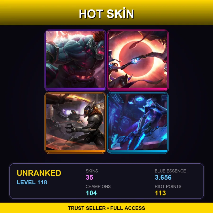 EUW | Lv118 | Unranked | 35 Skin | 104 Champ