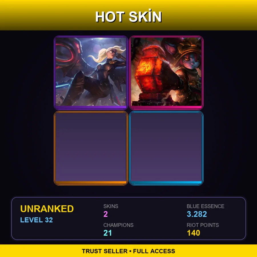 EUW | Lv32 | Unranked | 2 Skin | 21 Champ — LoL account