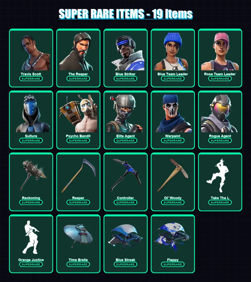 [PS4/PS5/XBOX/PC] | Travis Scott | The Reaper | Blue Striker | 95 skin | Lv797 — Fortnite account