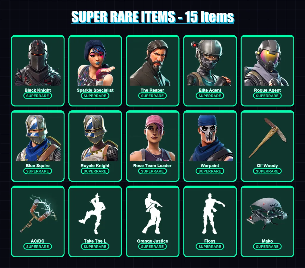 [PC/XBOX/PSN] | Black Knight | Sparkle Specialist | The Reaper | Elite Agent | Rogue Agent | 106 skin | 129 pickaxe | 114 emote | 88 glider | Lv1745