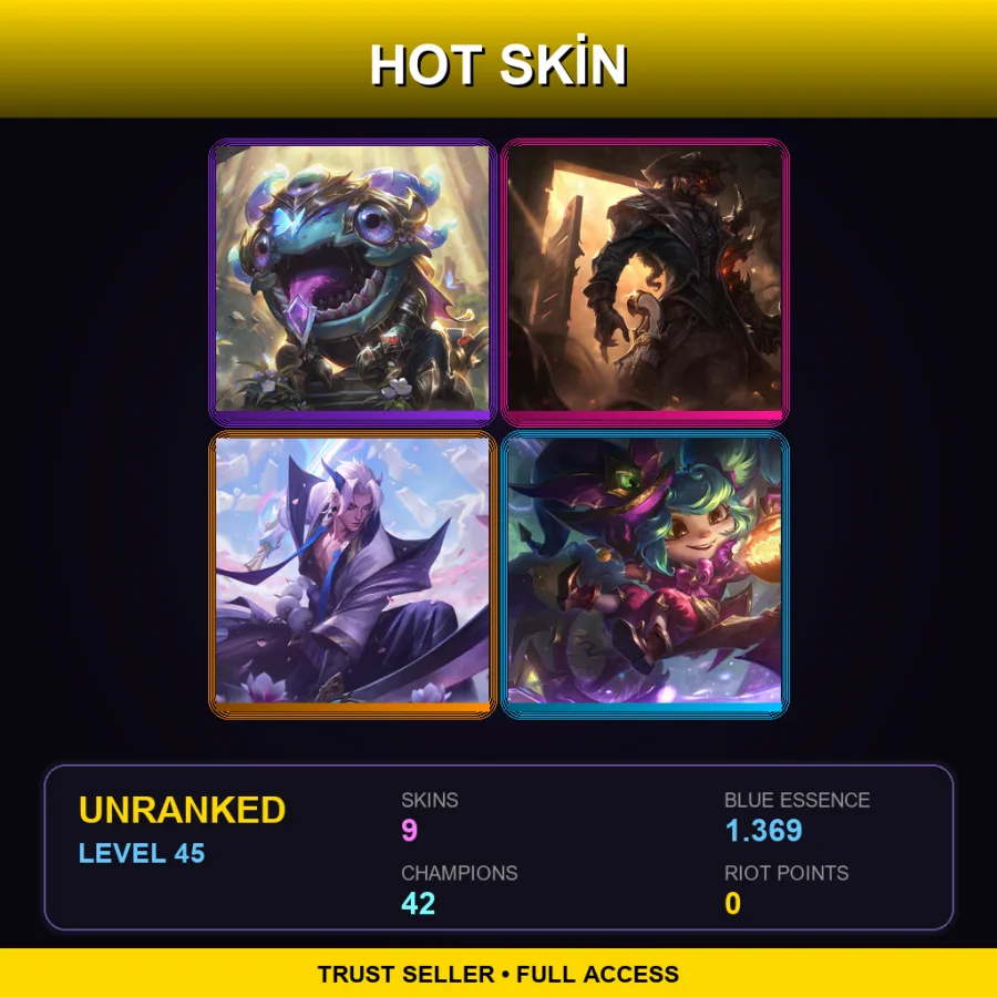 EUNE | Lv45 | Unranked | 9 Skin | 42 Champ