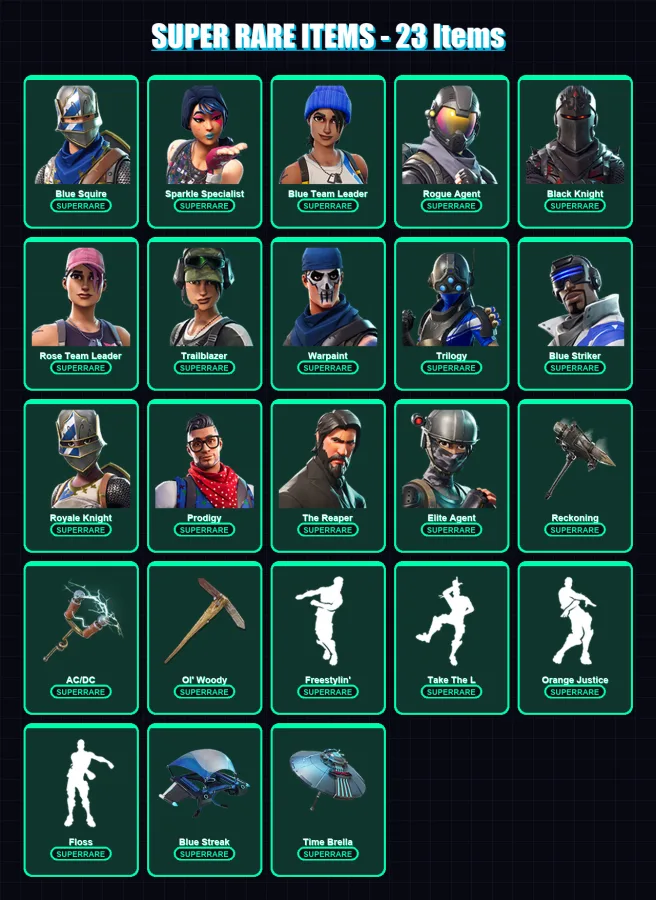 [PC/XBOX] | Blue Squire | Sparkle Specialist | Blue Team Leader | Rogue Agent | Black Knight | 115 skin | 67 pickaxe | 96 emote | 75 glider | Lv961