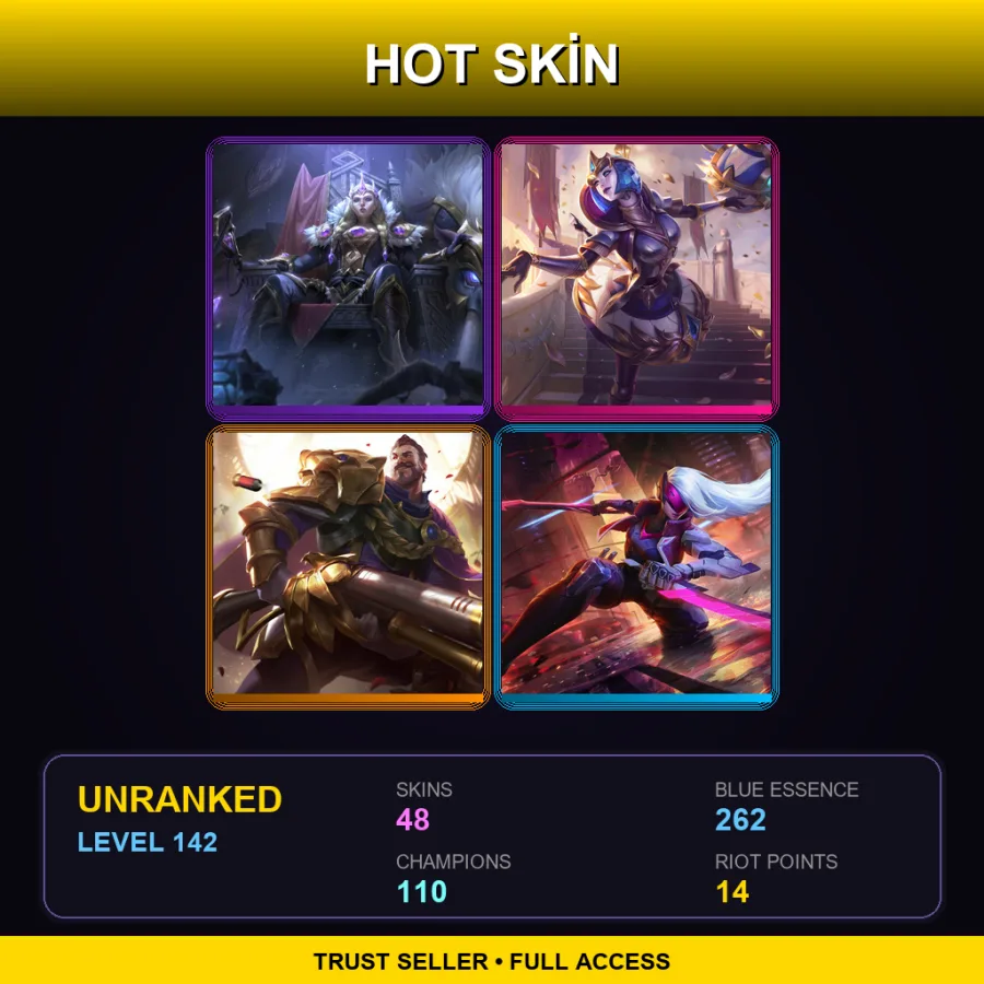 EUNE | Lv142 | Unranked | 48 Skin | 110 Champ — Dragon Fist Lee Sin
