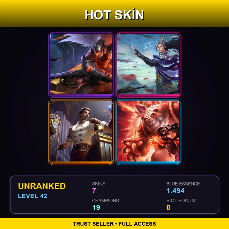 VN | Lv42 | Unranked | 7 Skin | 19 Champ