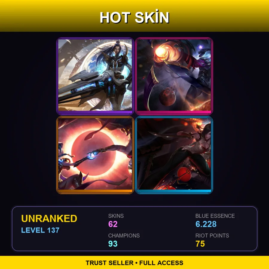 ME | Pulsefire Caitlyn | Dark Star Varus | Cosmic Dusk Xayah | Warring Kingdoms Katarina | 62 Skin | 93 Champ | Lv137