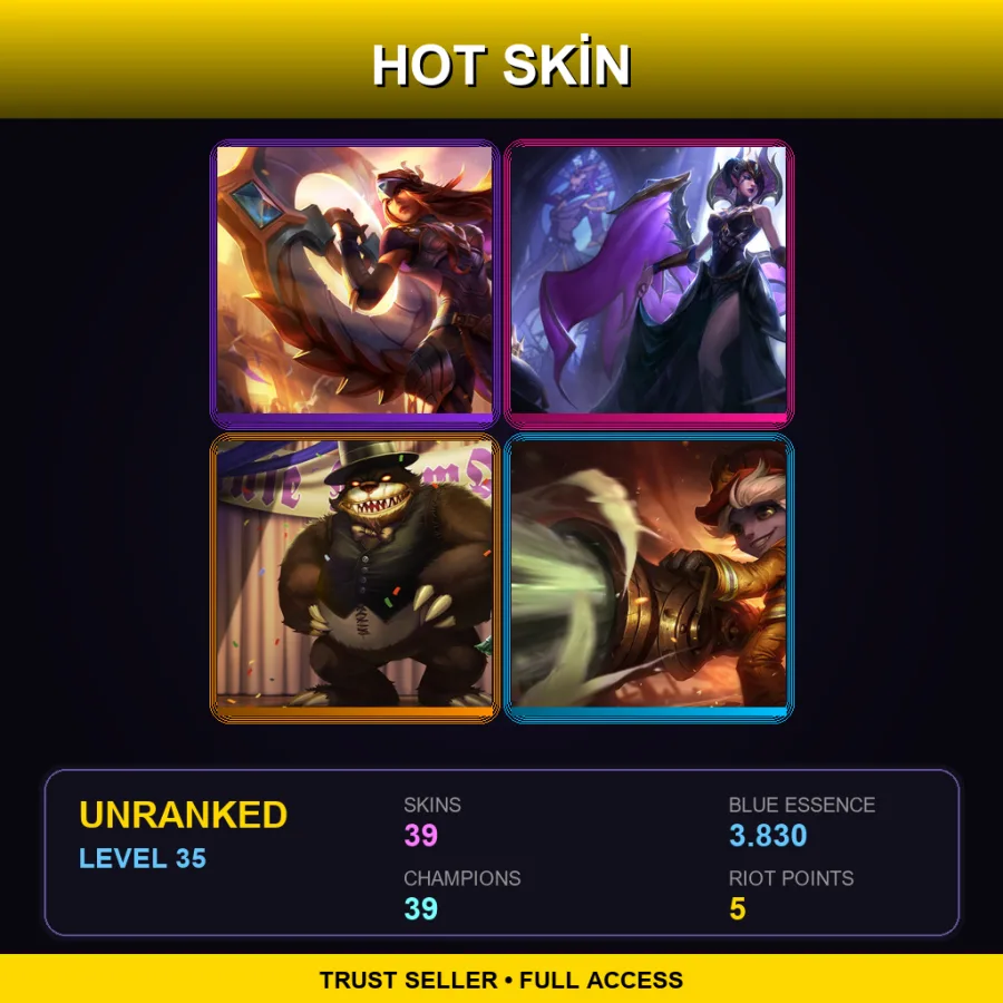 EUW | Lv35 | Unranked | 39 Skin | 39 Champ — LoL account