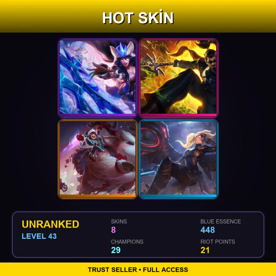 EUW | Lv43 | Unranked | 8 Skin | 29 Champ
