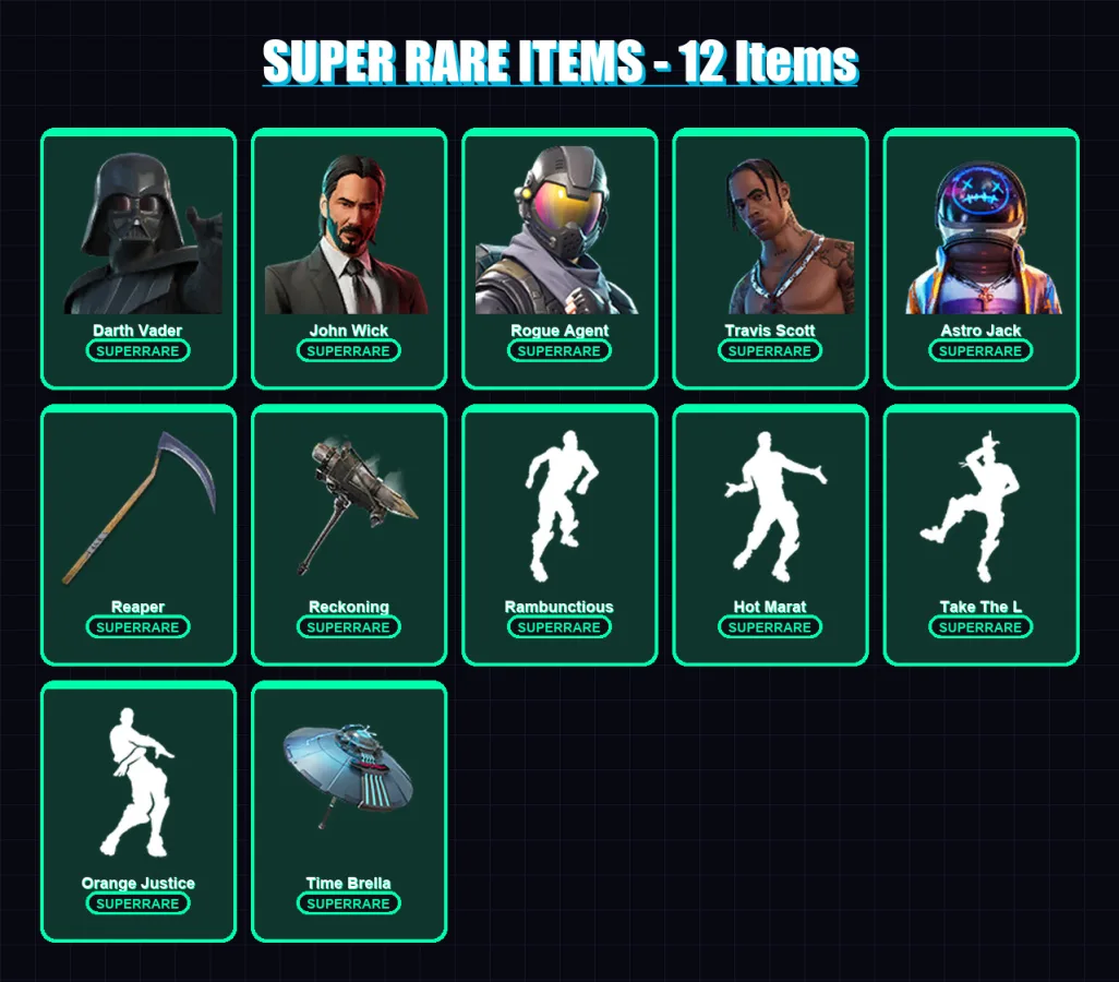 [PC] | Darth Vader | John Wick | Rogue Agent | Travis Scott | Astro Jack | 143 skin | 99 pickaxe | 110 emote | 107 glider | Lv1333