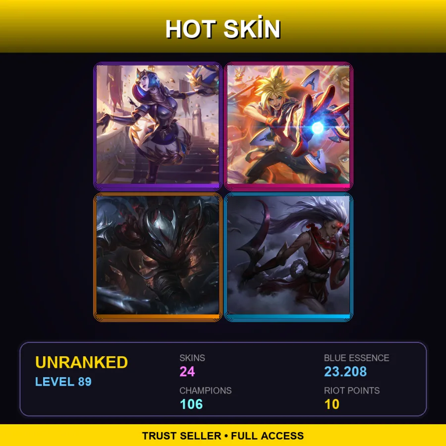 EUNE | Lv89 | Unranked | 24 Skin | 106 Champ
