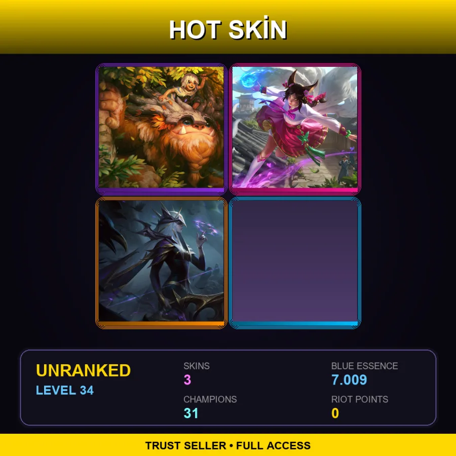 EUNE | Lv34 | Unranked | 3 Skin | 31 Champ