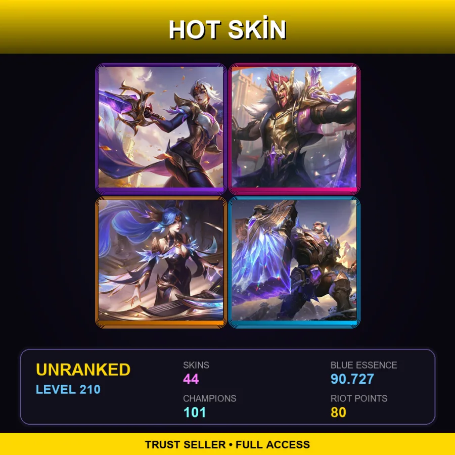TR | Lv210 | Unranked | 44 Skin | 101 Champ — LoL account