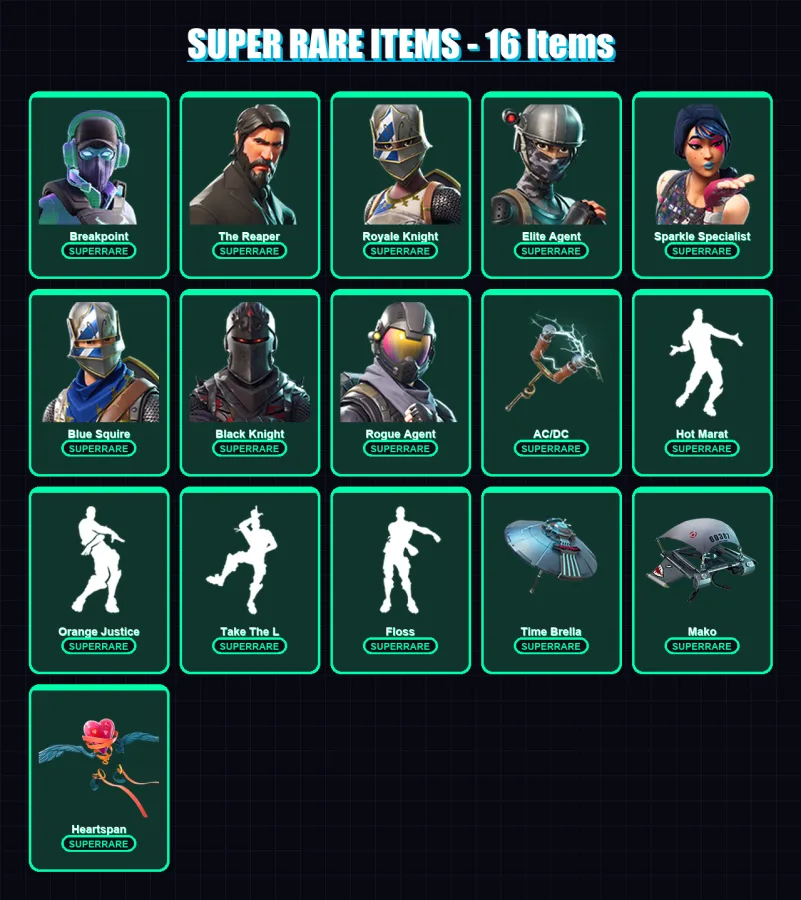 [PC/XBOX/PSN] | Breakpoint | The Reaper | Royale Knight | Elite Agent | Sparkle Specialist | 134 skin | 105 pickaxe | 118 emote | 112 glider | Lv192