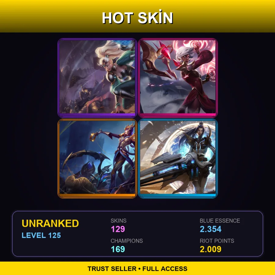 EUW | Lv125 | Unranked | 129 Skin | 169 Champ — LoL account