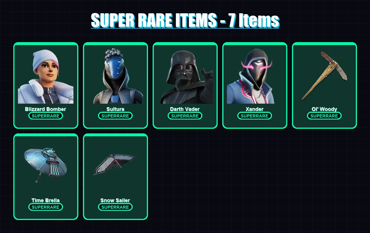 [PS4/PS5/XBOX/PC] | Blizzard Bomber | Sultura | Darth Vader | Xander | Snap | 122 skin | 119 pickaxe | 98 emote | 103 glider | Lv1967