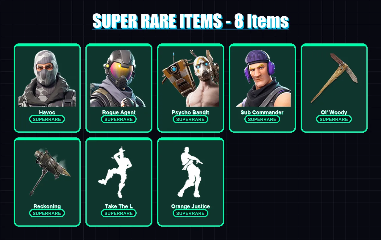 [PC/XBOX/PSN] | Havoc | Rogue Agent | Psycho Bandit | Sub Commander | Kymera | 60 skin | 50 pickaxe | 49 emote | 43 glider | Lv537