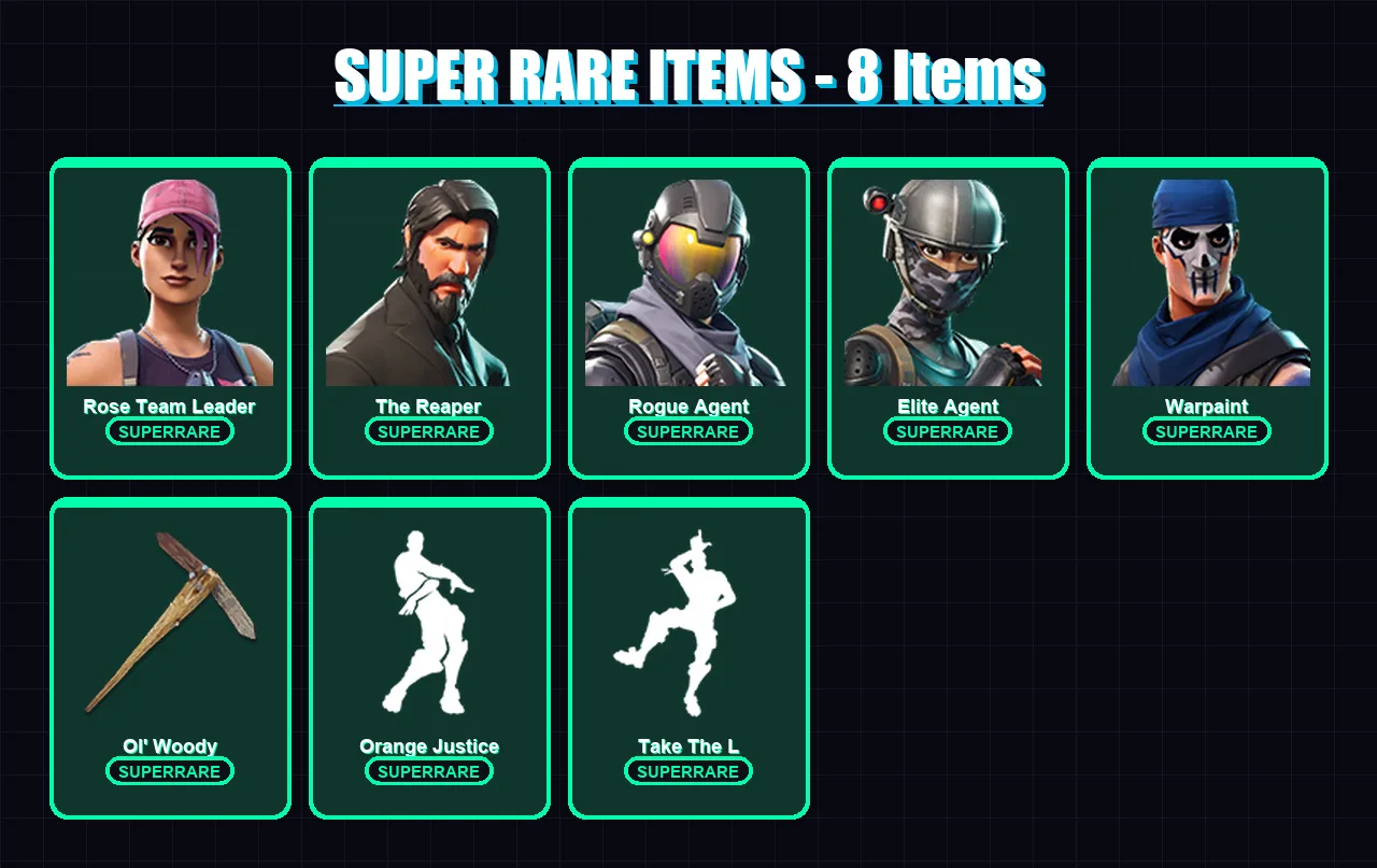 [PC/XBOX] | Rose Team Leader | The Reaper | Rogue Agent | Elite Agent | Warpaint | 26 skin | 15 pickaxe | 24 emote | 15 glider | Lv129 — Fortnite account