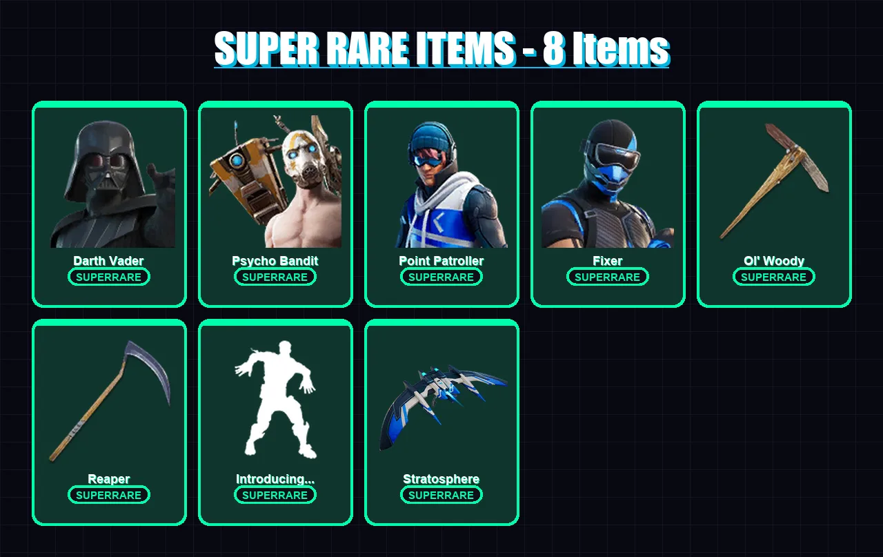 [PS4/PS5/XBOX/PC] | Darth Vader | Psycho Bandit | Point Patroller | Fixer | Malik | 188 skin | 224 pickaxe | 164 emote | 185 glider | Lv2499