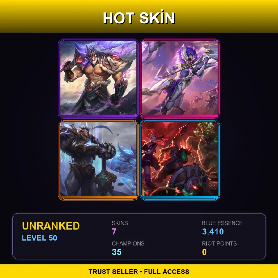 EUW | Lv50 | Unranked | 7 Skin | 35 Champ