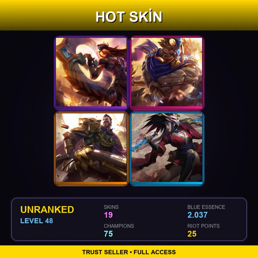 EUNE | Lv48 | Unranked | 19 Skin | 75 Champ