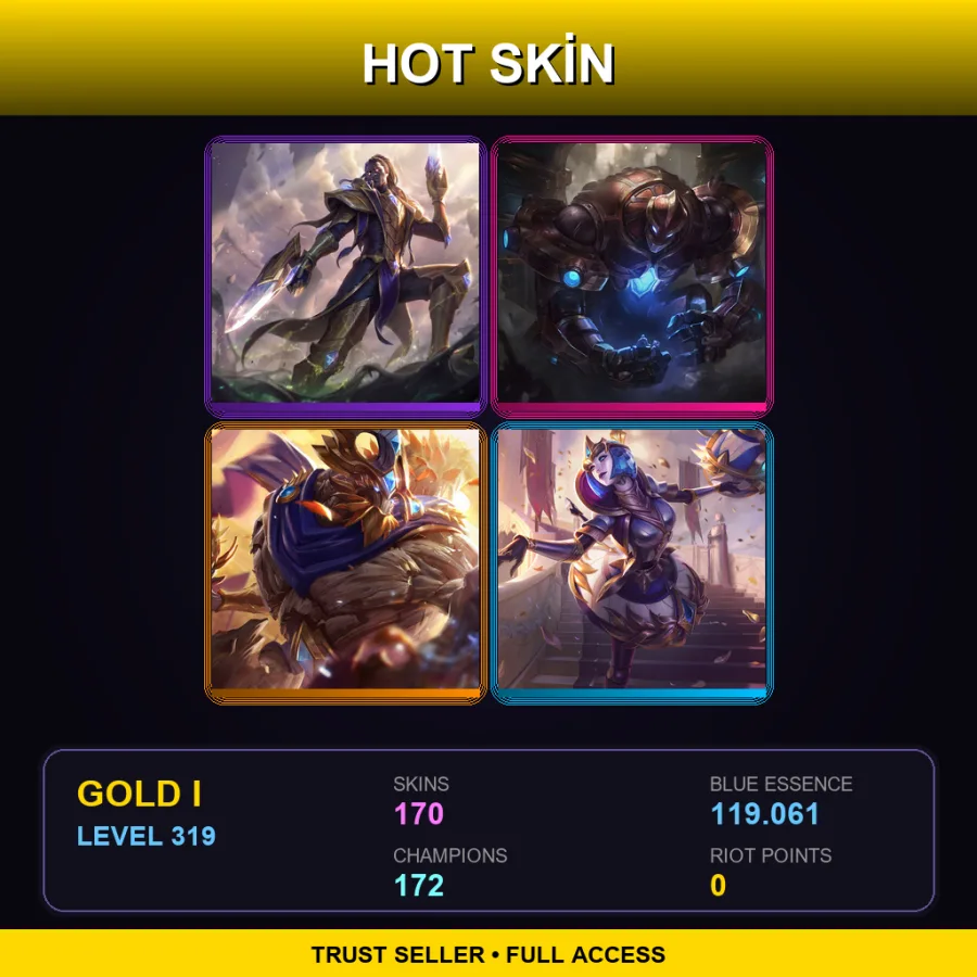 SG | Lv319 | Gold I | 170 Skin | 172 Champ — LoL account