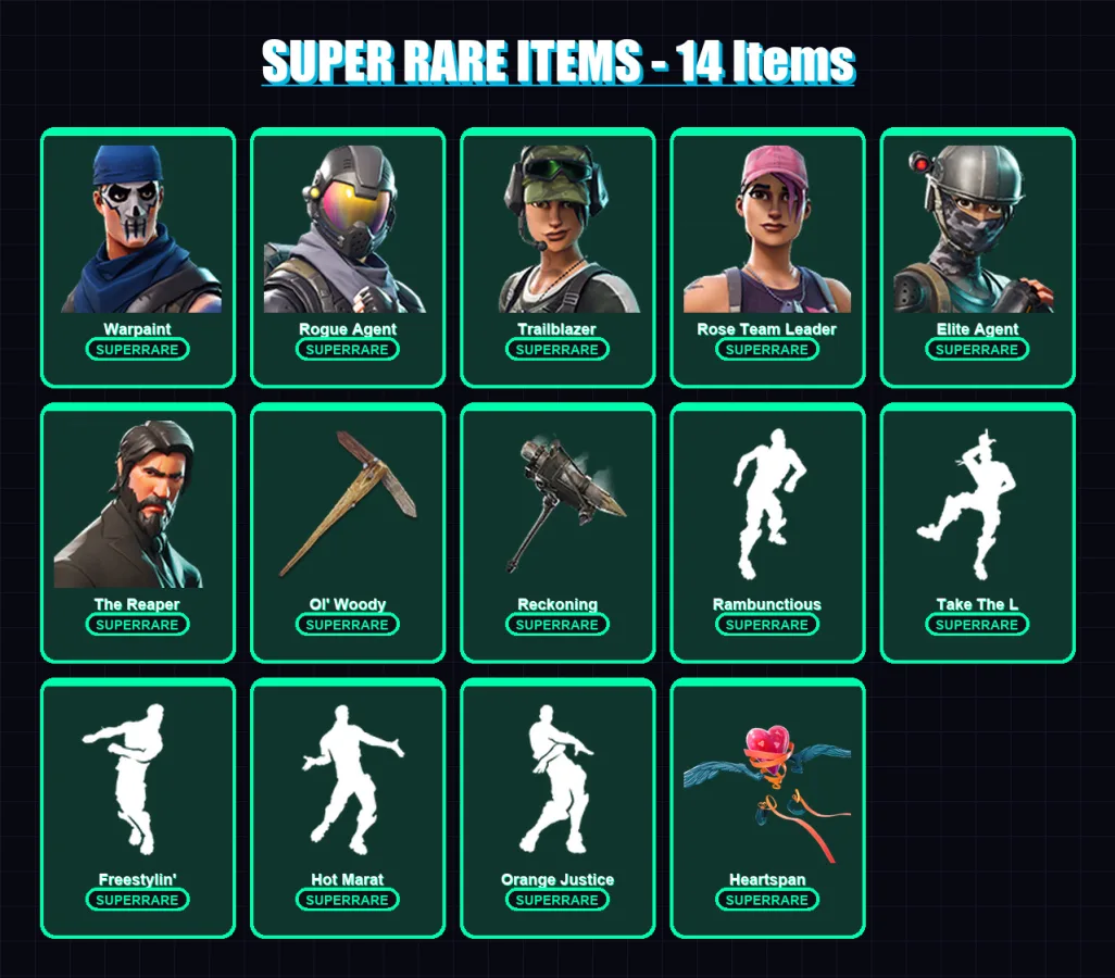 [PC/XBOX] | Warpaint | Rogue Agent | Trailblazer | Rose Team Leader | Elite Agent | 81 skin | 61 pickaxe | 63 emote | 55 glider | Lv712