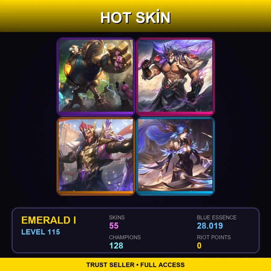 BR | Lv115 | Emerald I | 55 Skin | 128 Champ