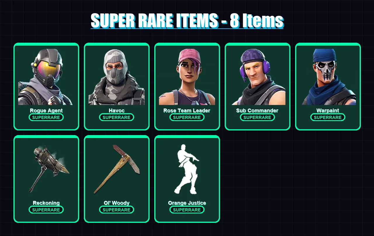 [PC/XBOX/PSN] | Rogue Agent | Havoc | Rose Team Leader | Sub Commander | Warpaint | 25 skin | 15 pickaxe | 18 emote | 20 glider | Lv242 — Game account