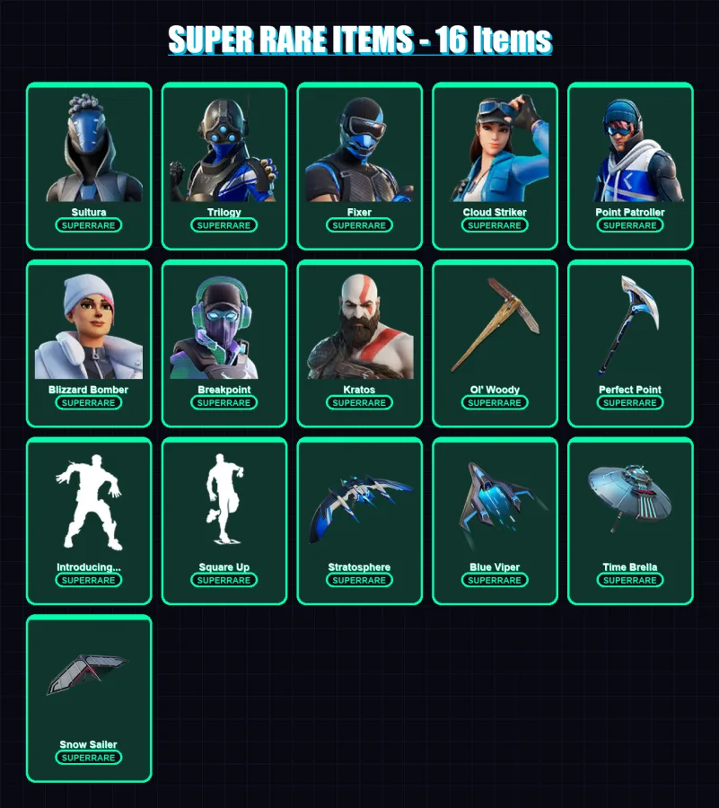 [PC/XBOX] | Sultura | Trilogy | Fixer | Cloud Striker | Point Patroller | 173 skin | 179 pickaxe | 159 emote | 141 glider | Lv1899