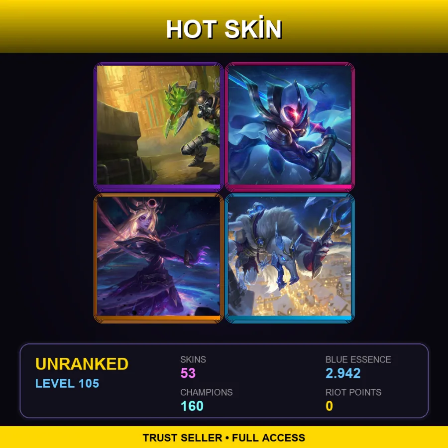 VN | Lv105 | Unranked | 53 Skin | 160 Champ