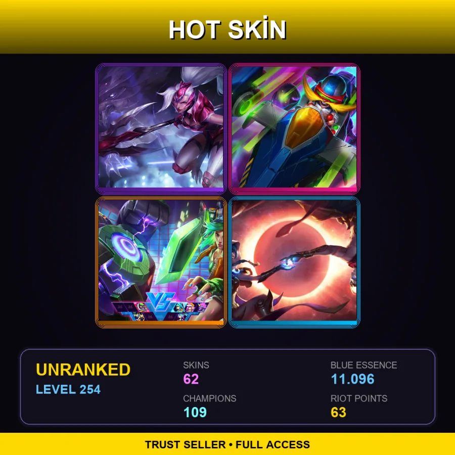 LAS | Lv254 | Unranked | 62 Skin | 109 Champ — LoL account