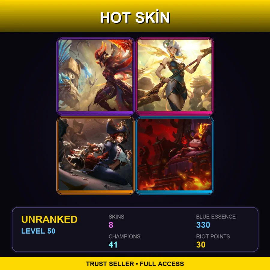 EUW | Lv50 | Unranked | 8 Skin | 41 Champ