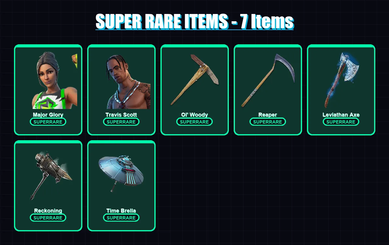 [PC/XBOX/PSN] | Major Glory | Travis Scott | Zenith | Renzo the Destroyer | Sentinel | 206 skin | 196 pickaxe | 163 emote | 155 glider | Lv2516
