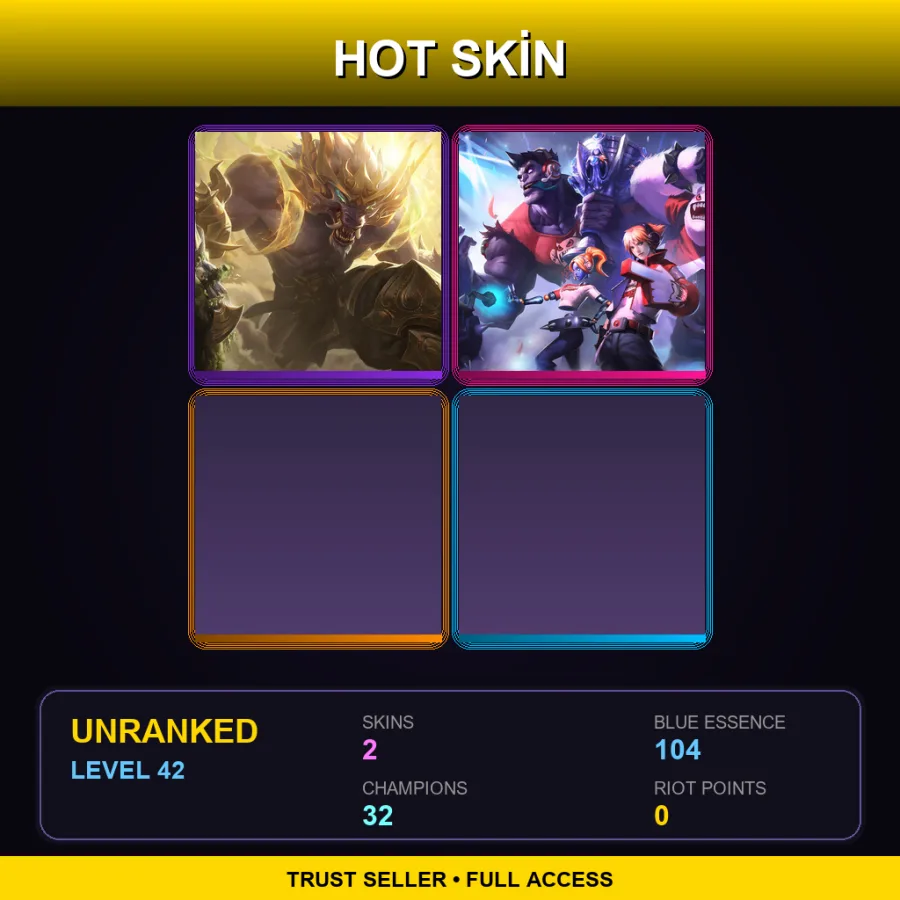 EUW | Lv42 | Unranked | 2 Skin | 32 Champ — LoL account