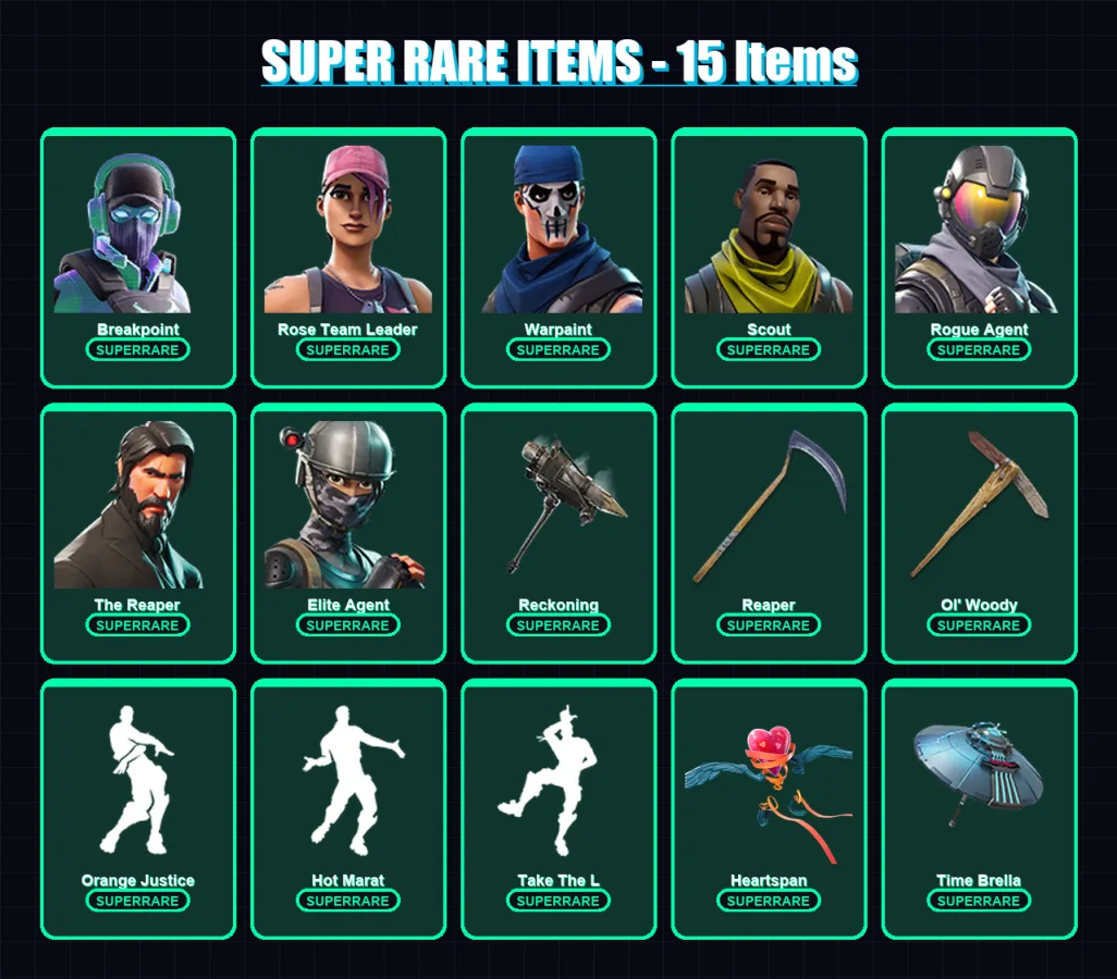 [PC/XBOX/PSN] | Breakpoint | Rose Team Leader | Warpaint | Scout | Rogue Agent | 112 skin | 103 pickaxe | 109 emote | 102 glider | Lv1387 — Game account