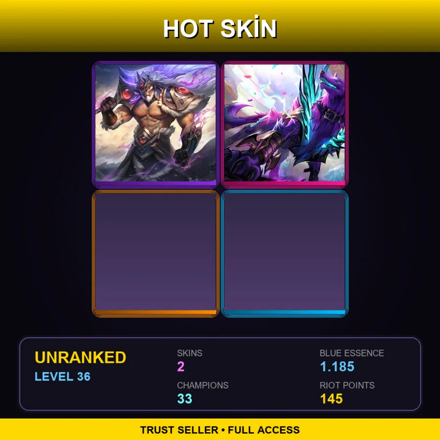 NA | Lv36 | Unranked | 2 Skin | 33 Champ — LoL account