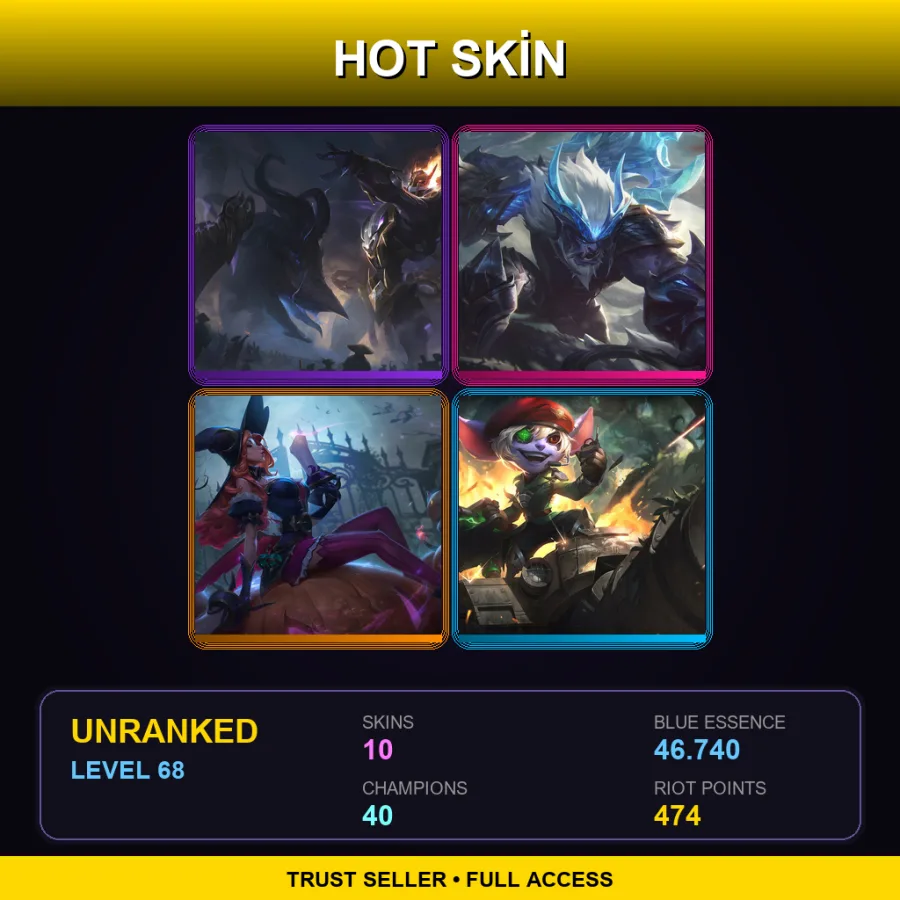 TR | Lv68 | Unranked | 10 Skin | 40 Champ