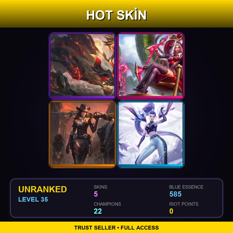LAS | Lv35 | Unranked | 5 Skin | 22 Champ — LoL account