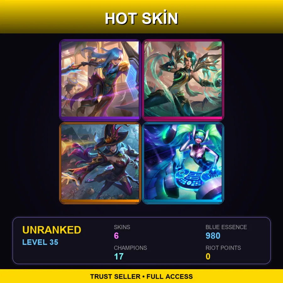 LAN | Lv35 | Unranked | 6 Skin | 17 Champ — LoL account