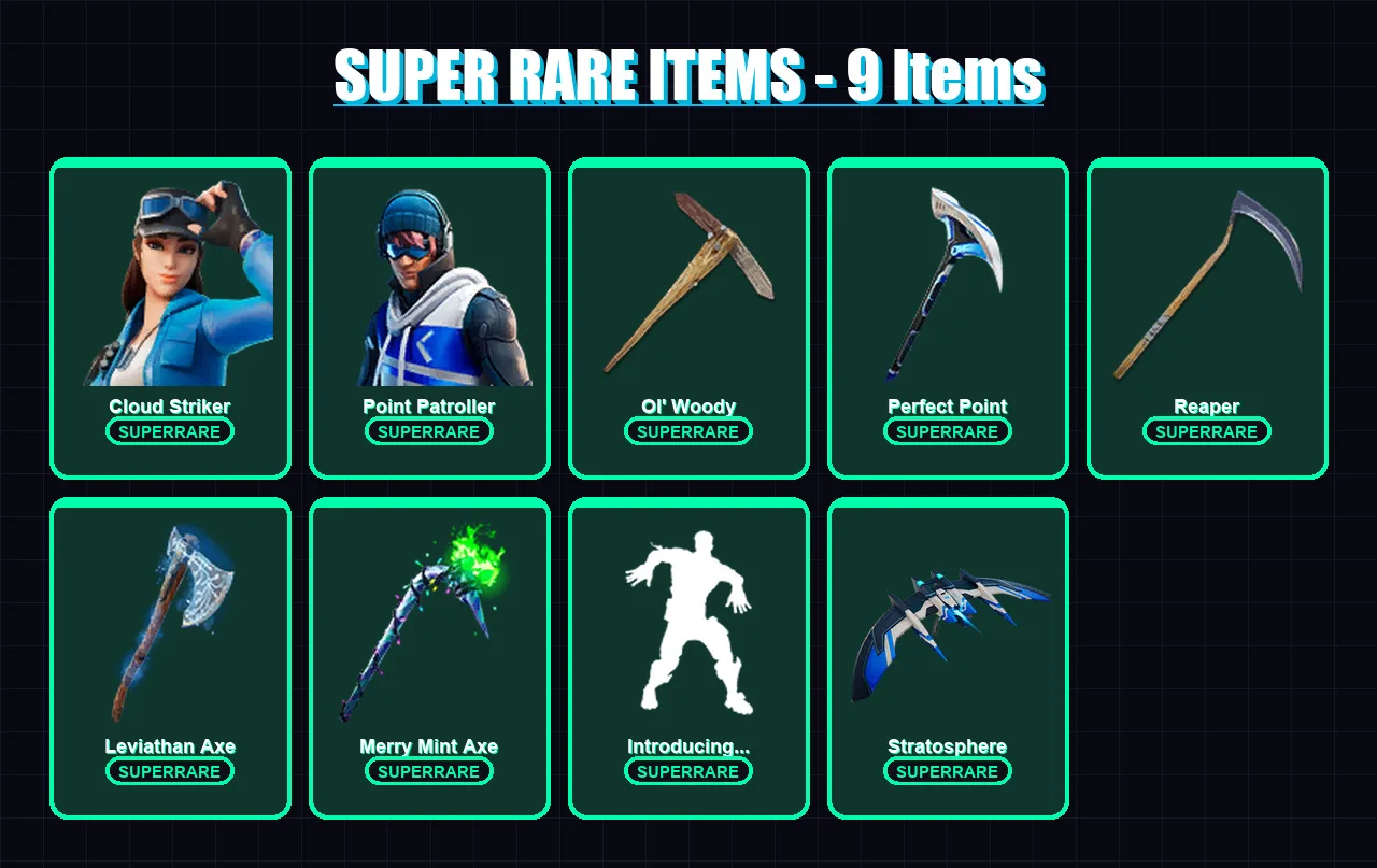 [PS4/PS5/XBOX/PC] | Cloud Striker | Point Patroller | Sorana | Fade | Sentinel | 97 skin | 89 pickaxe | 95 emote | 68 glider | Lv1022