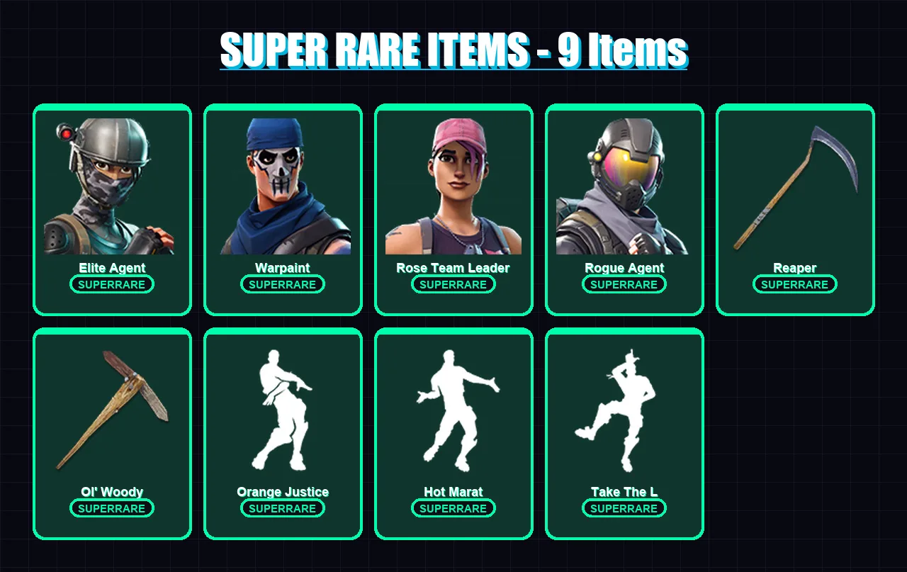 [PC/XBOX/PSN] | Elite Agent | Warpaint | Rose Team Leader | Rogue Agent | Omega | 122 skin | 121 pickaxe | 103 emote | 104 glider | Lv2073