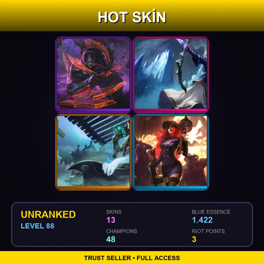 TR | Lv88 | Unranked | 13 Skin | 48 Champ