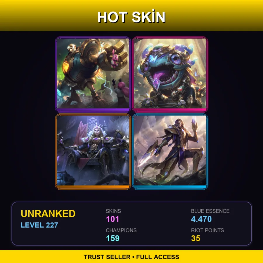 TR | Lv227 | Unranked | 101 Skin | 159 Champ — Bladecraft Orianna