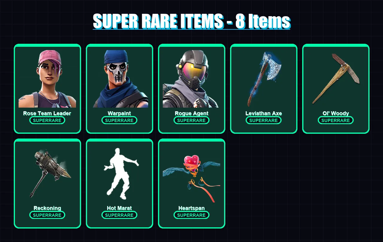 [PC/XBOX/PSN] | Rose Team Leader | Warpaint | Rogue Agent | Rox | Zenith | 100 skin | 97 pickaxe | 99 emote | 97 glider | Lv1494