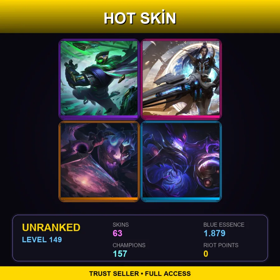 SG | Lv149 | Unranked | 63 Skin | 157 Champ