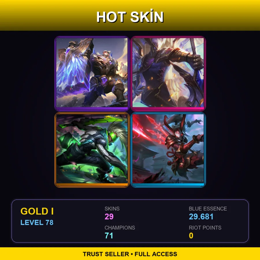 SG | Lv78 | Gold I | 29 Skin | 71 Champ