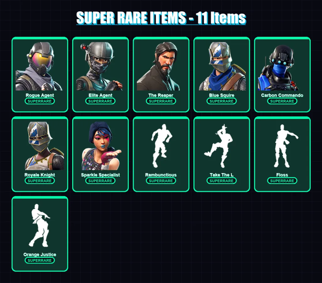 [PS4/PS5/XBOX/PC] | Rogue Agent | Elite Agent | The Reaper | Blue Squire | Carbon Commando | 18 skin | 9 pickaxe | 26 emote | 17 glider | Lv266 — Fortnite account
