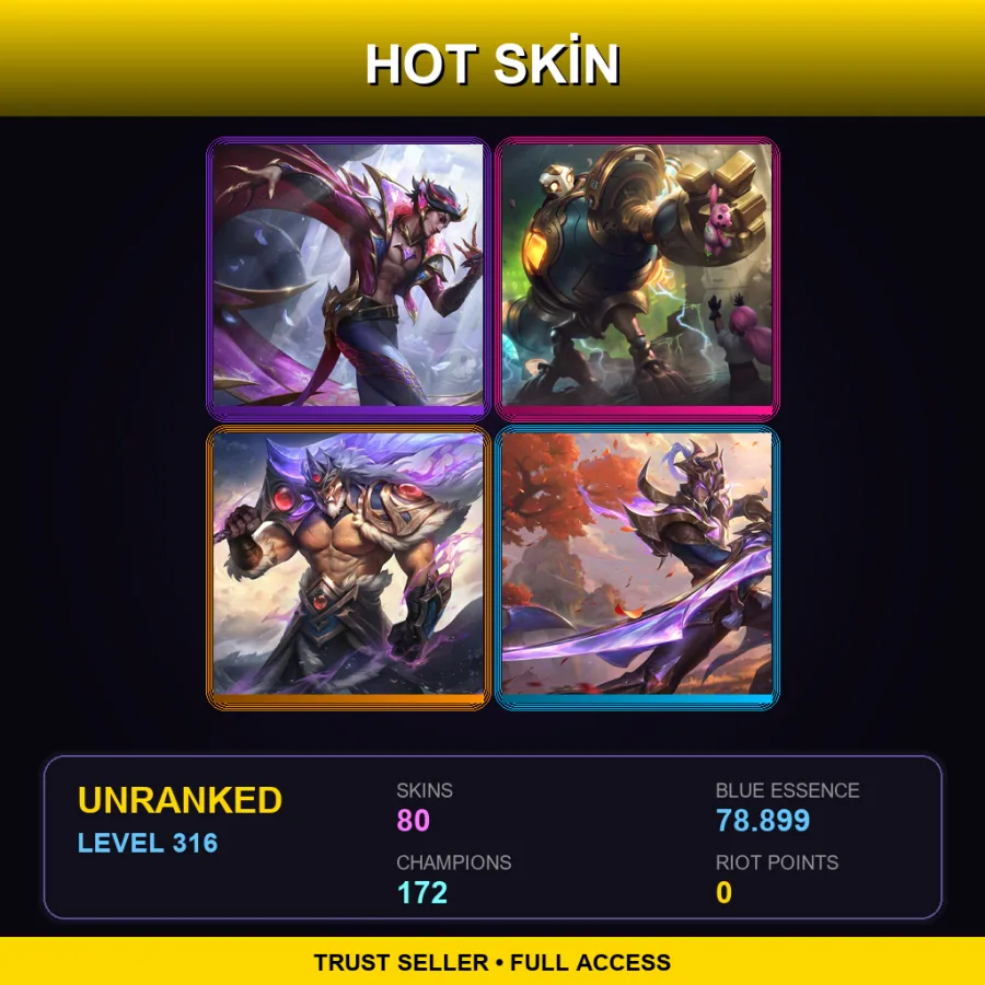 SG | Prestige Dragonmancer Rakan | Victorious Blitzcrank | Victorious Tryndamere | Victorious Master Yi | 80 Skin | 172 Champ | Lv316