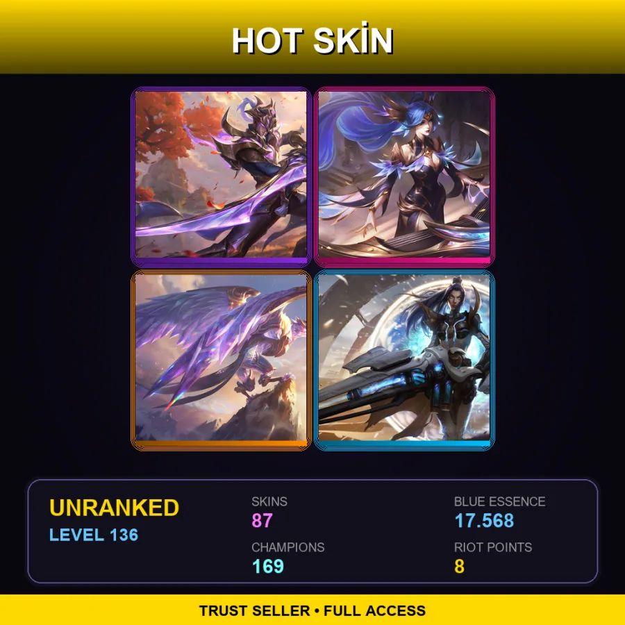 SG | Lv136 | Unranked | 87 Skin | 169 Champ — LoL account