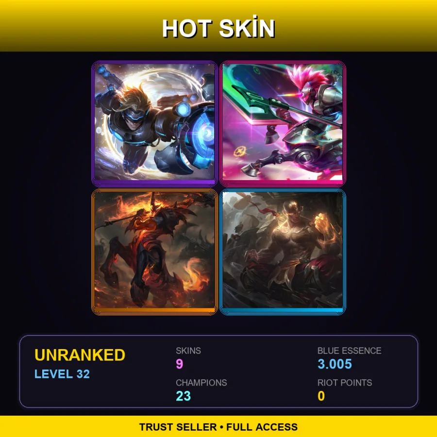 NA | Lv32 | Unranked | 9 Skin | 23 Champ
